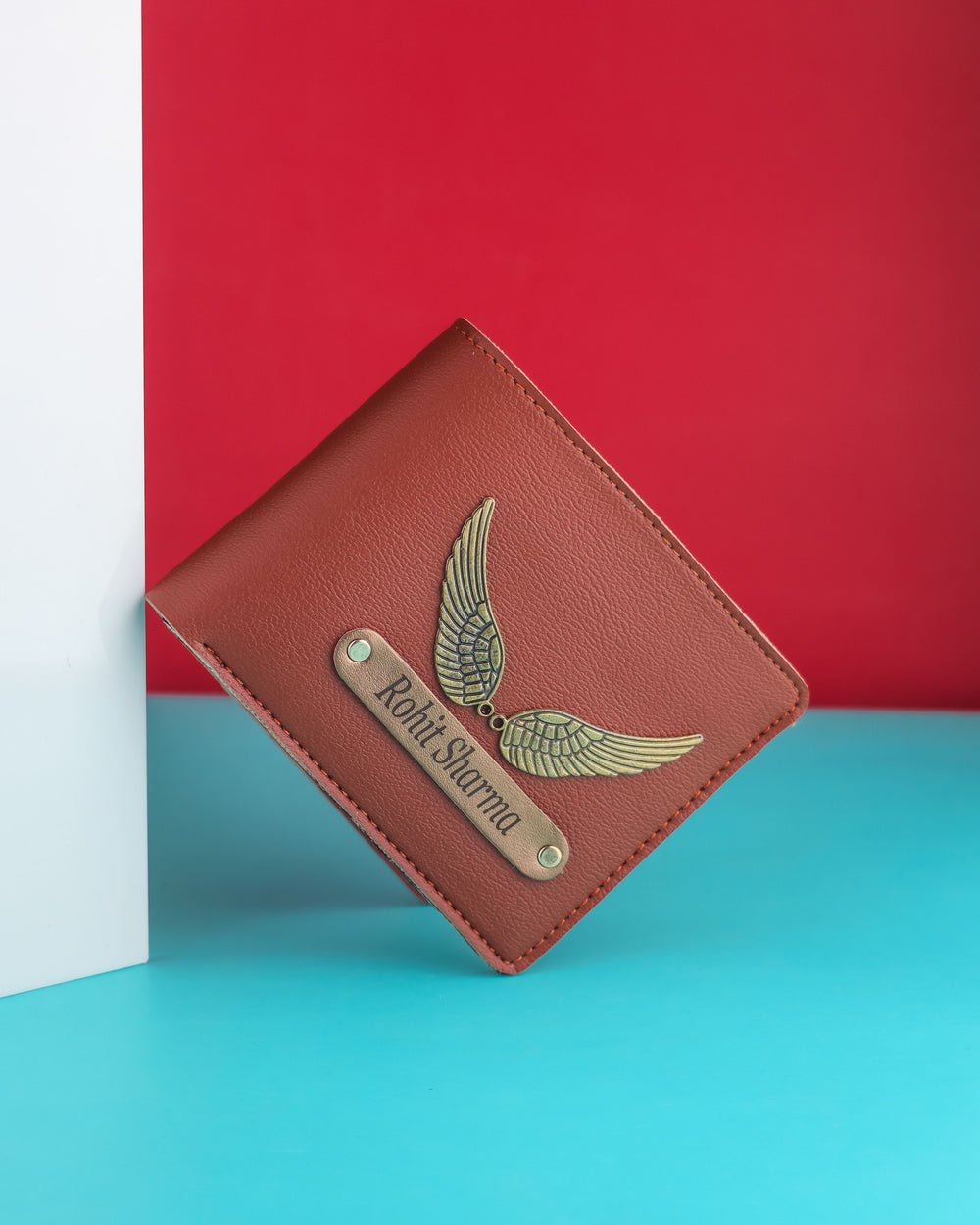 Personalized brown leather wallet gift example